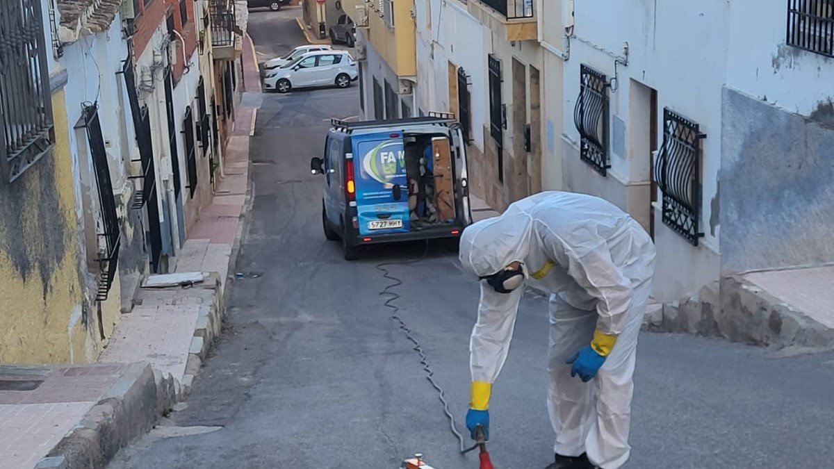 Una empresa especializada se está ocupando de la desratización y fumigación en San Antonio.