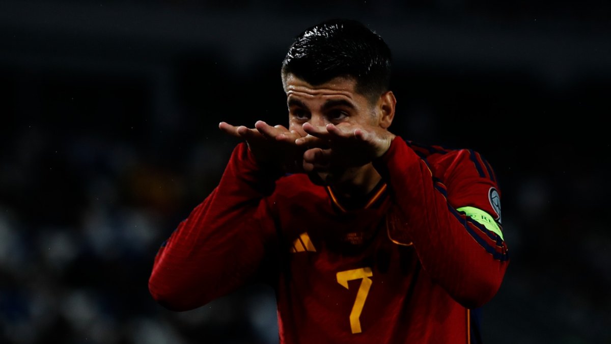 Morata celebra uno de sus goles.