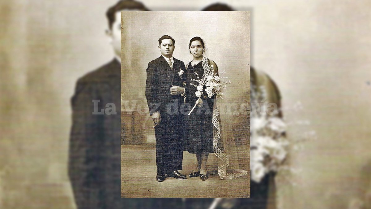 Francisco López Gálvez y su esposa, el día de su boda en 1932.