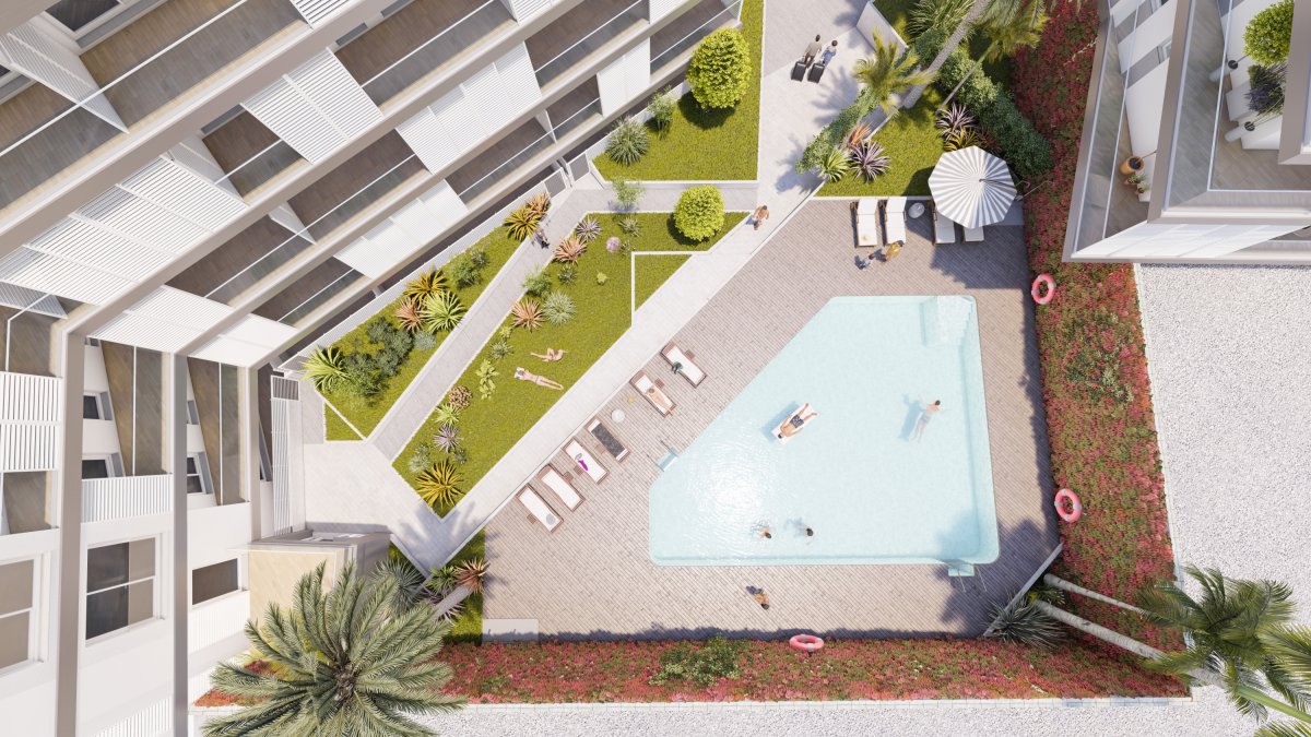 Infografía de zona piscina.