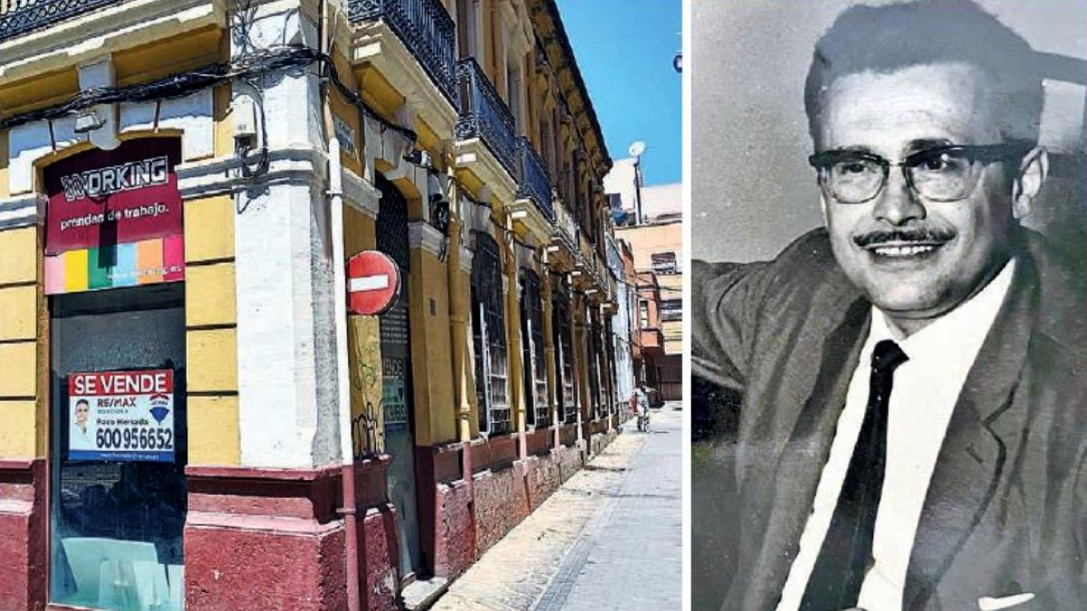 El local donde estaba Confecciones Febo, en la calle Granada, y don Carlos Benarroch, su propietario.