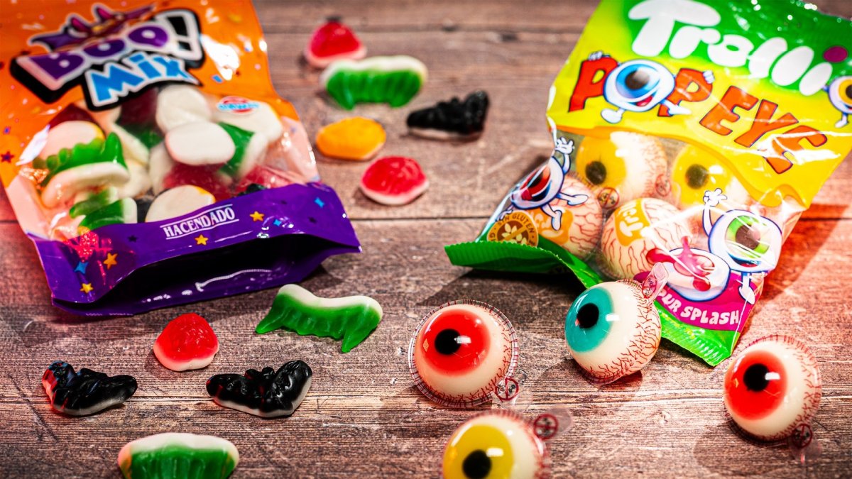 Bolsa Pop Eye, con cuatro variedades de ojos rellenos Trolli.