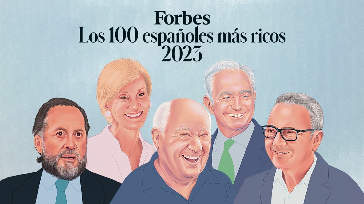 Ilustración de la revista Forbes donde aparece el almeriense Francisco Cosentino al lado de Amancio Ortega (Inditex).