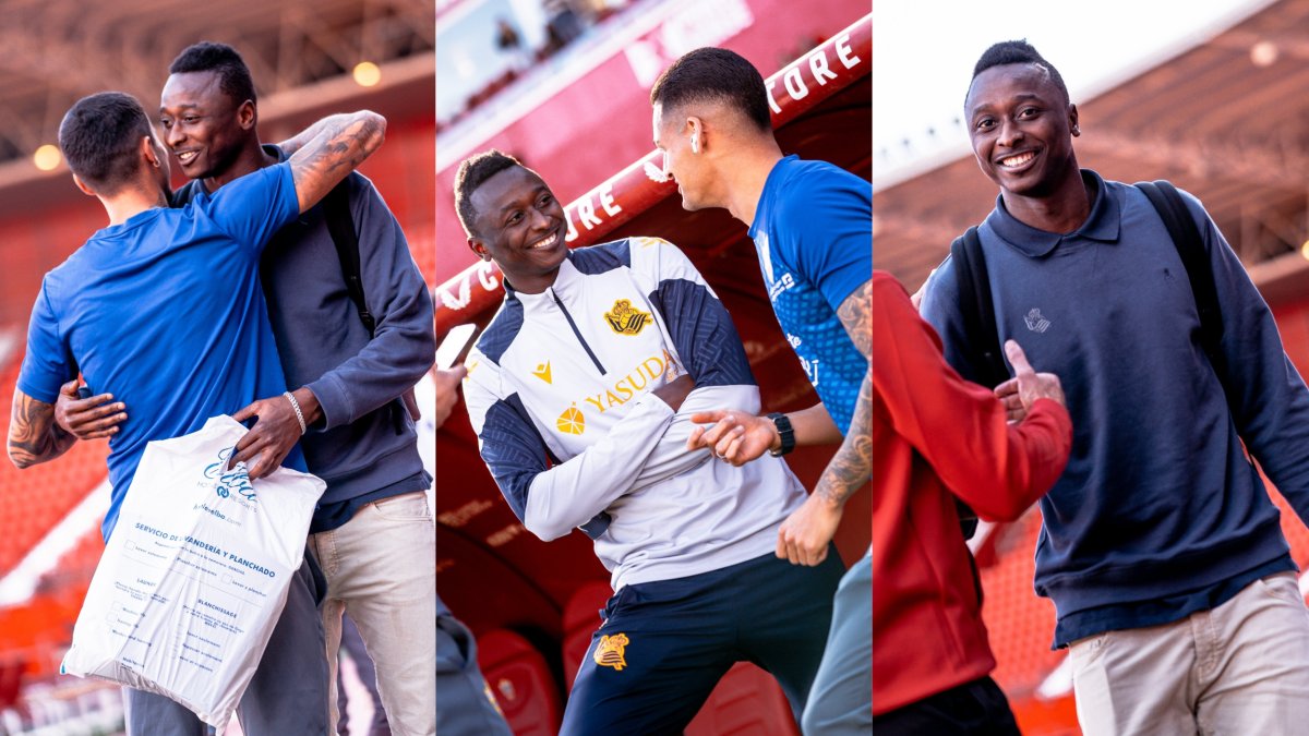 Las imágenes de la llegada de Umar Sadiq al Estadio mientras saludaba a sus amigos.