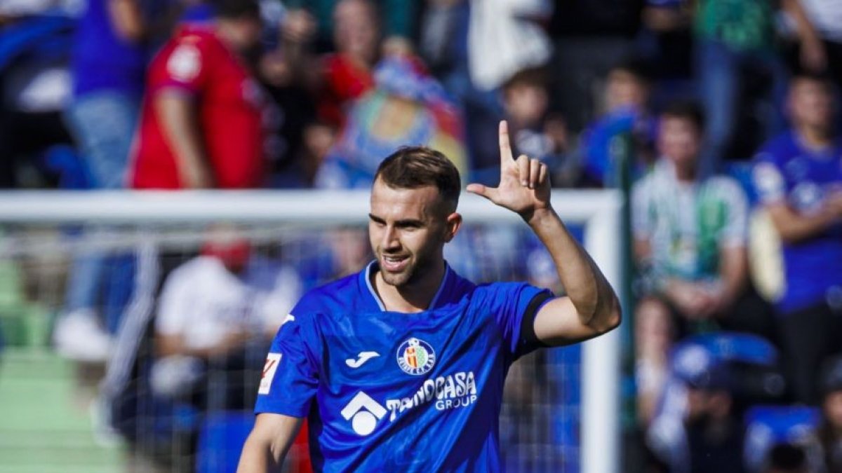 Borja Mayoral celebra su gol al Betis en la 10ª jornada en Primera División.