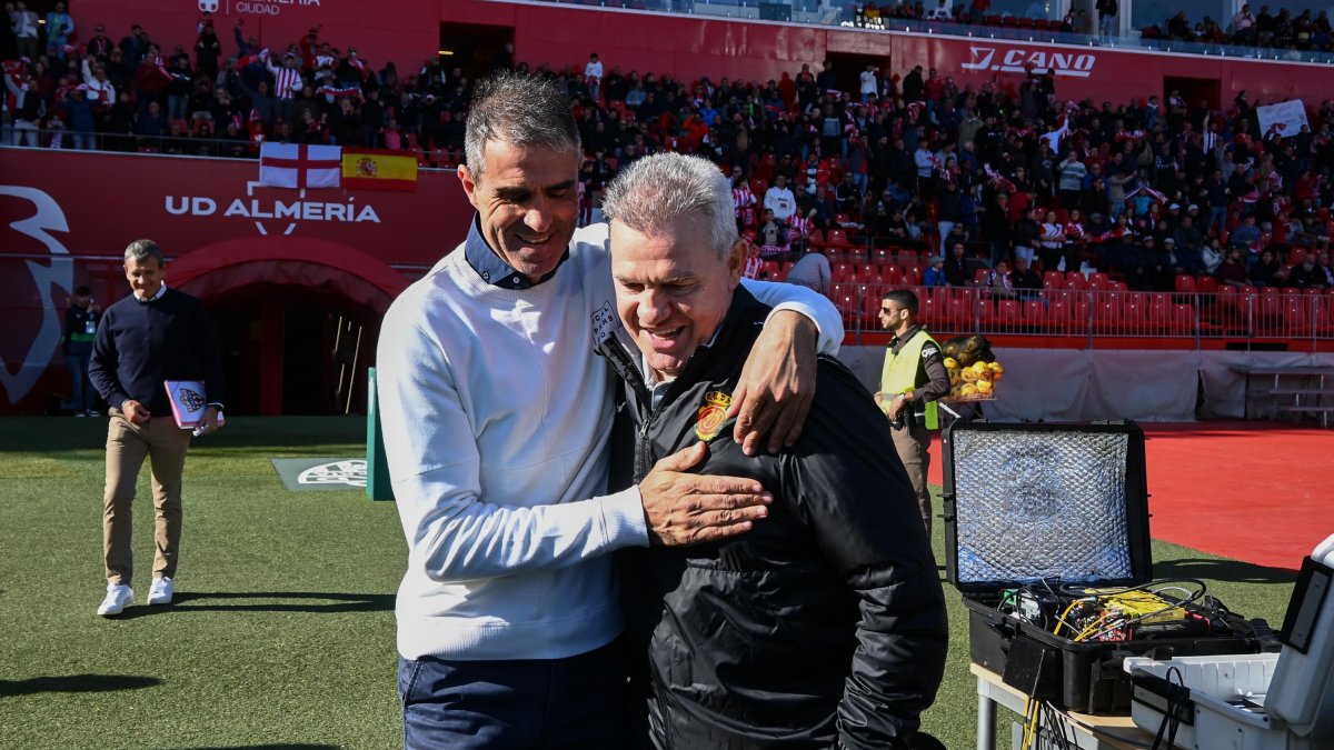 Garitano y Javier Aguirre en la previa del Almería-Mallorca.