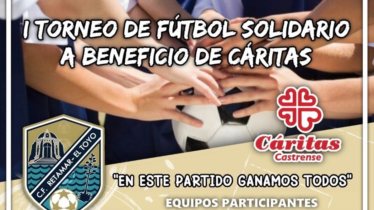 Cartel del I Torneo de Fútbol Solidario a beneficio de Cáritas Castrense Padre Huidobro Almería.
