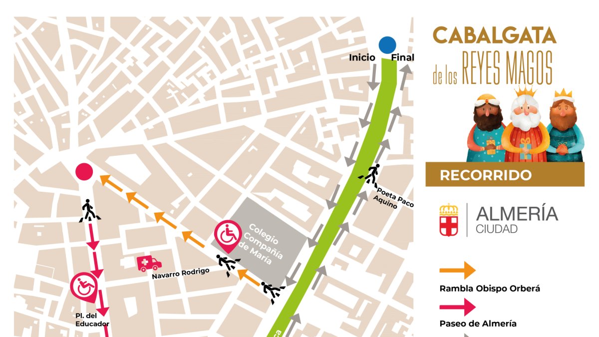 Mapa de la cabalgata de Reyes Magos.
