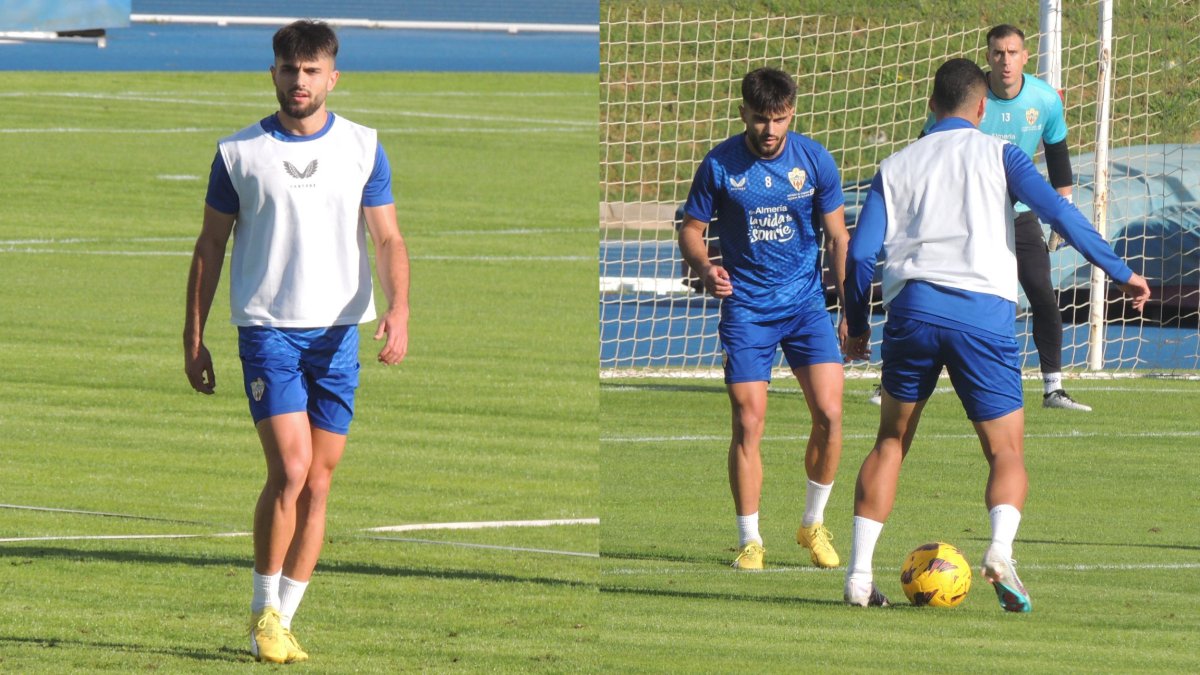 Arnau Puigmal en el entrenamiento de este viernes junto a suplentes y no convocados del partido en Pamplona.