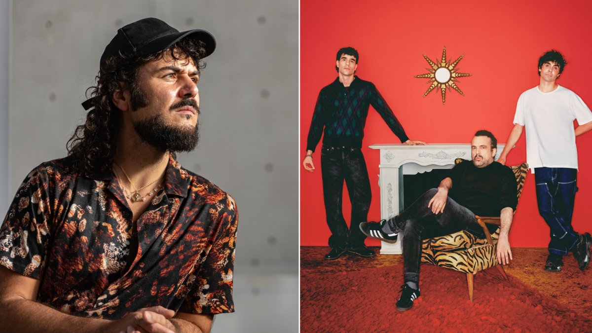 A la izquierda, Paco Bezerra en Almería; a la derecha, Javier Calvo y Javier Ambrossi, de pie, junto a Nacho Vigalondo.