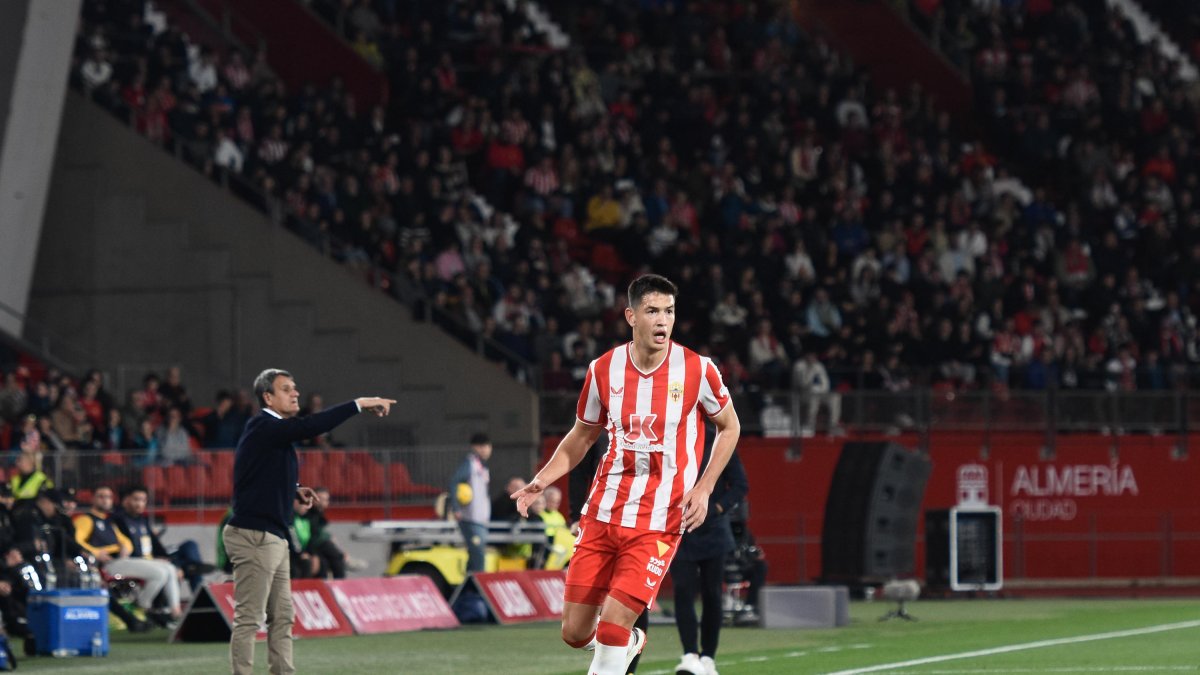 El defensa del Almería en el partido del pasado viernes ante el Alavés.