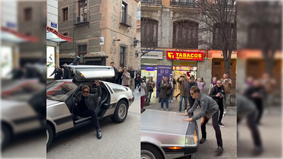 David Bisbal llega al concierto de LOS40 Básicos conduciendo un DeLorean.