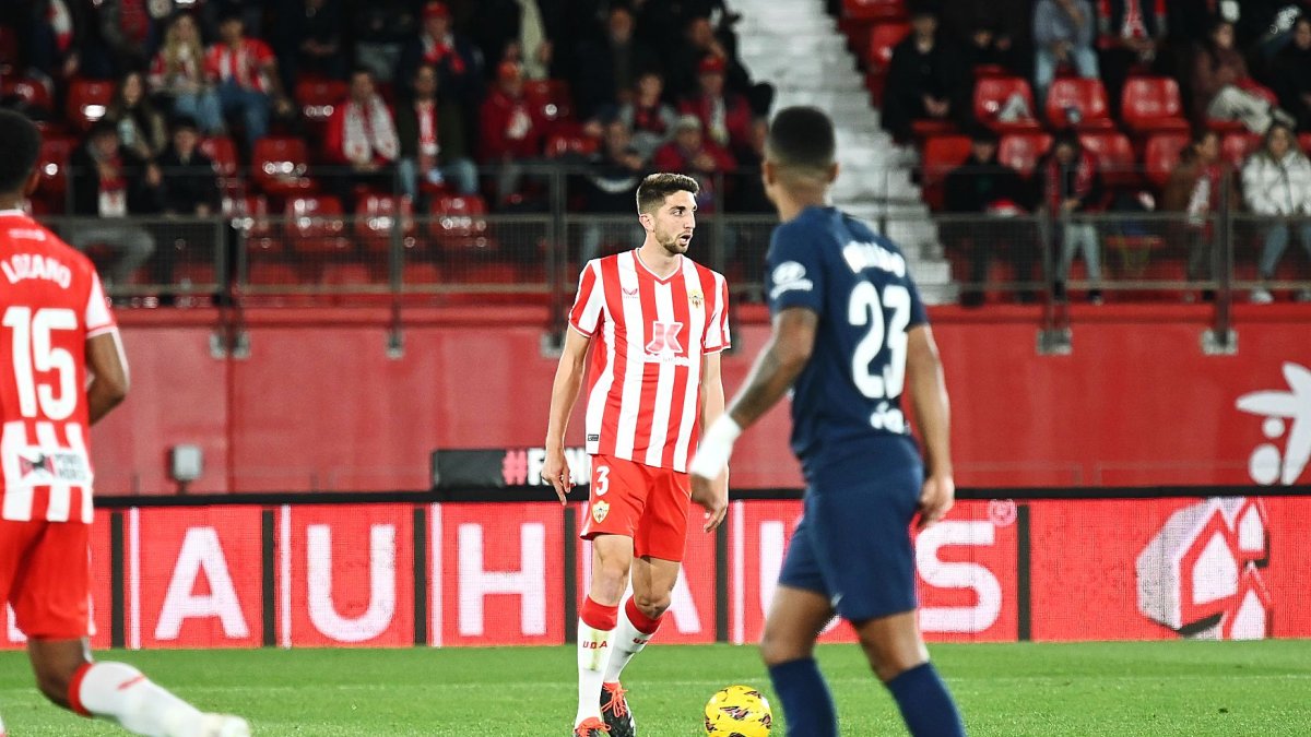 Édgar en el partido ante el Atlético de Madrid.