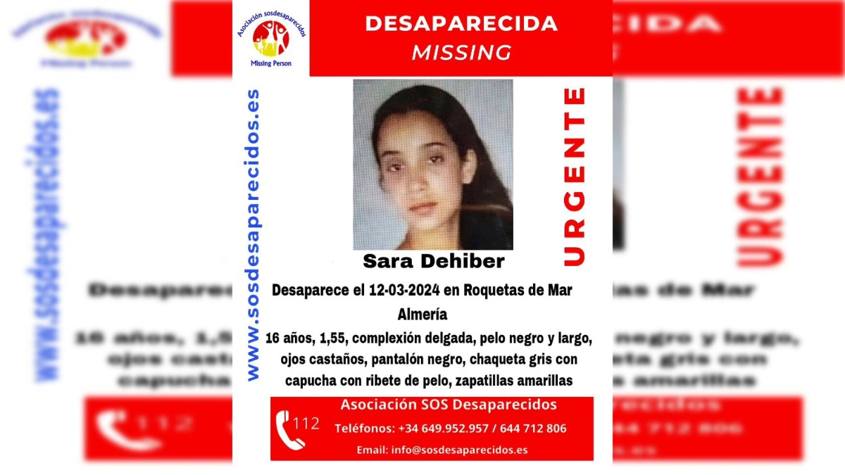 Cartel de búsqueda de la menor de edad.