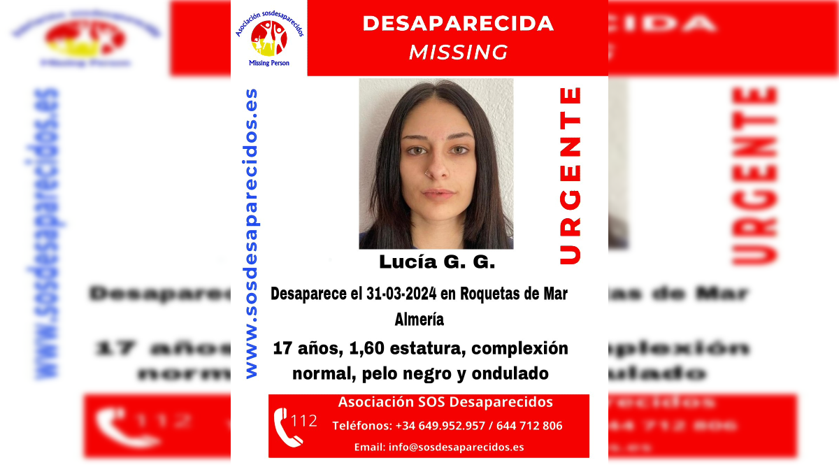 Cartel de búsqueda de la joven desaparecida.