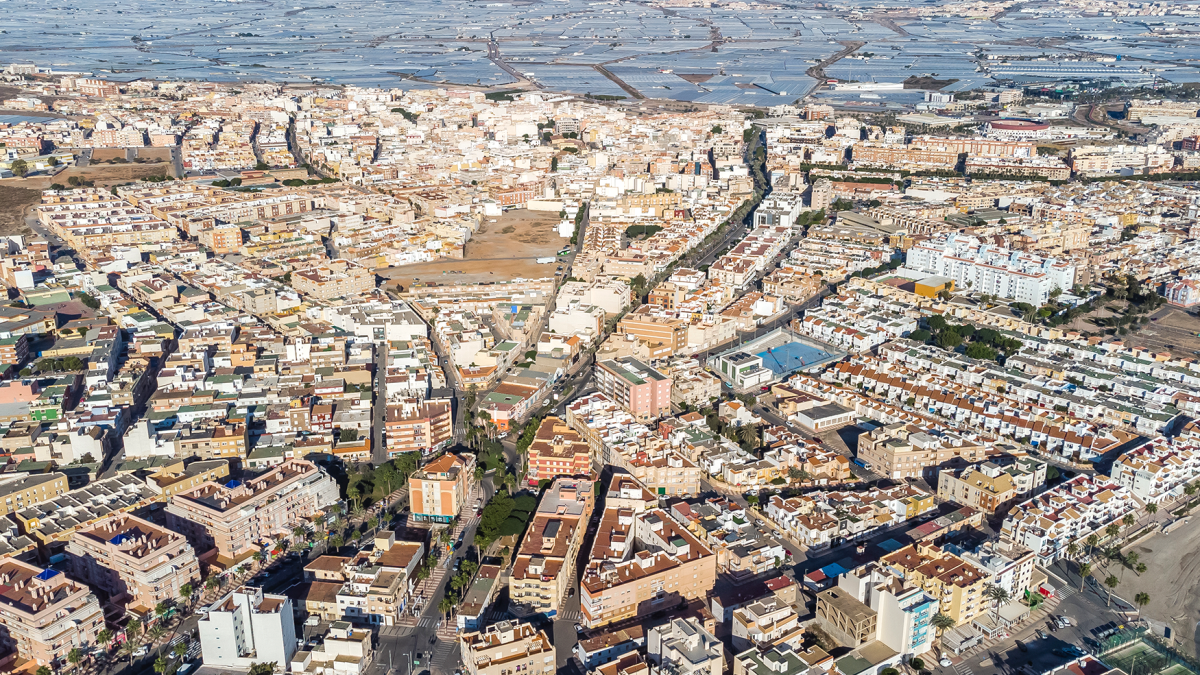 Vista aérea de Roquetas de Mar.