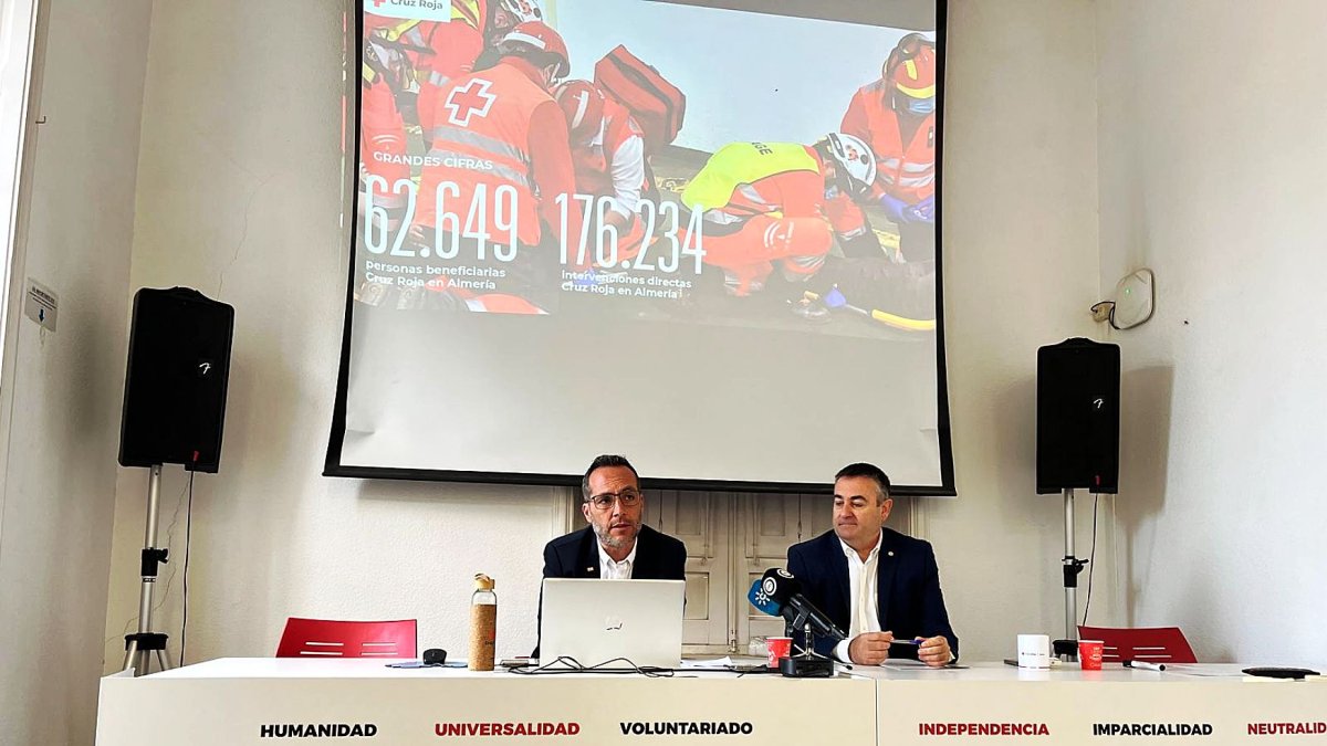 Francisco Vicente, coordinador de Cruz Roja en Almería, y Antonio Alastrué, presidente de Cruz Roja en Almería.