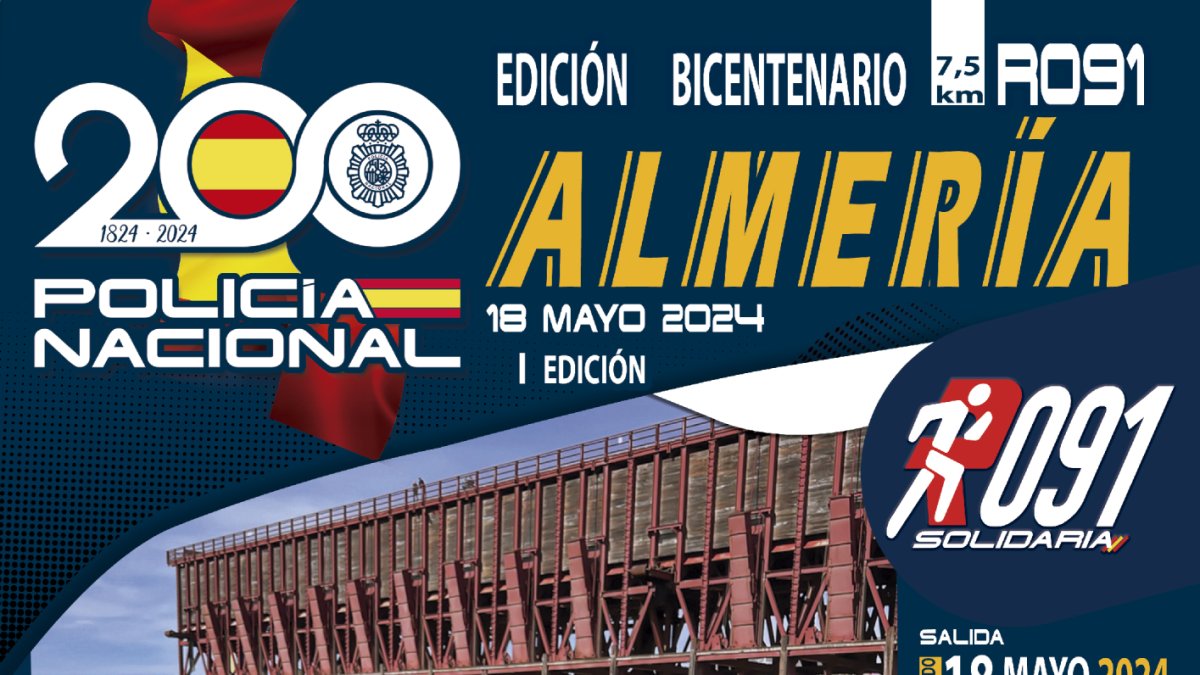 Cartel de la Carrera Solidaria \'Ruta 091\' en Almería.