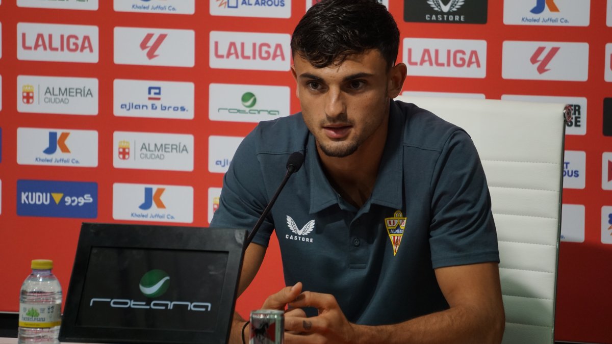 Pubill, en la sala de prensa del Estadio de los Juegos Mediterráneos.