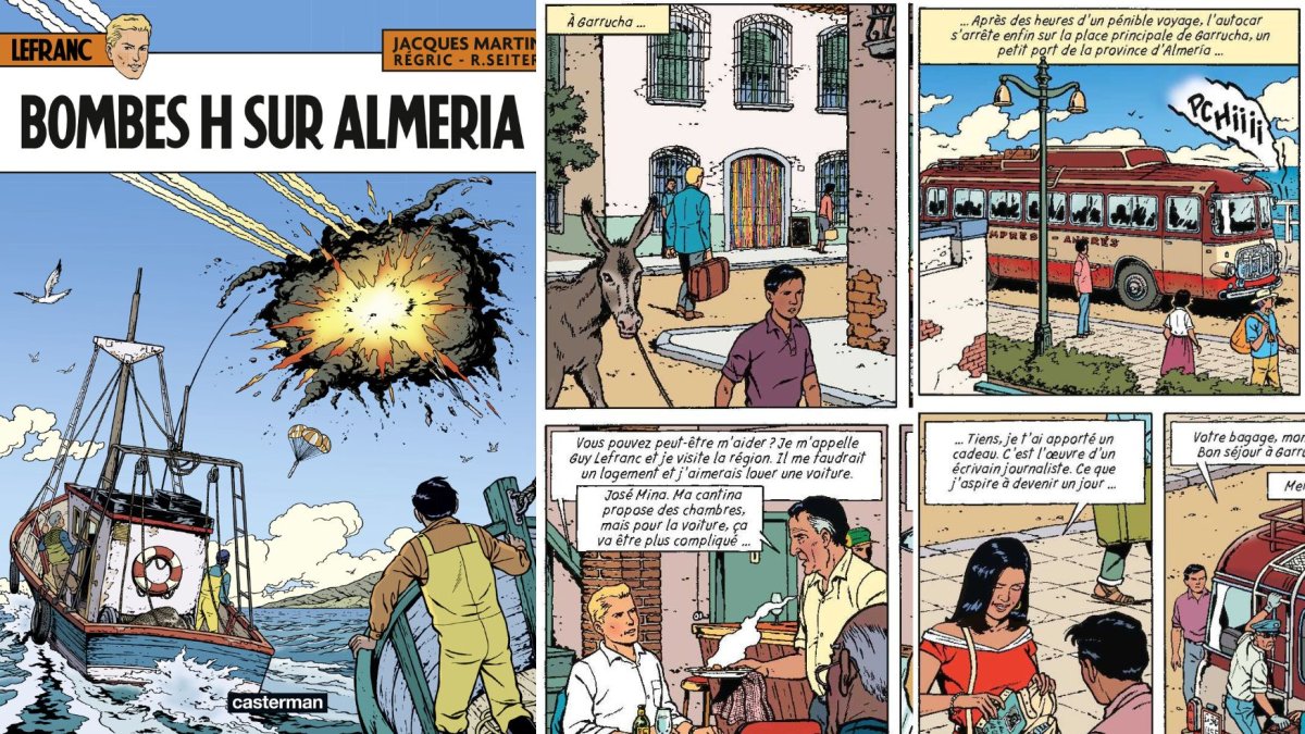 Portada de ‘Bombes H sur Almeria’ y detalles de algunas páginas. Fotos: Casterman.