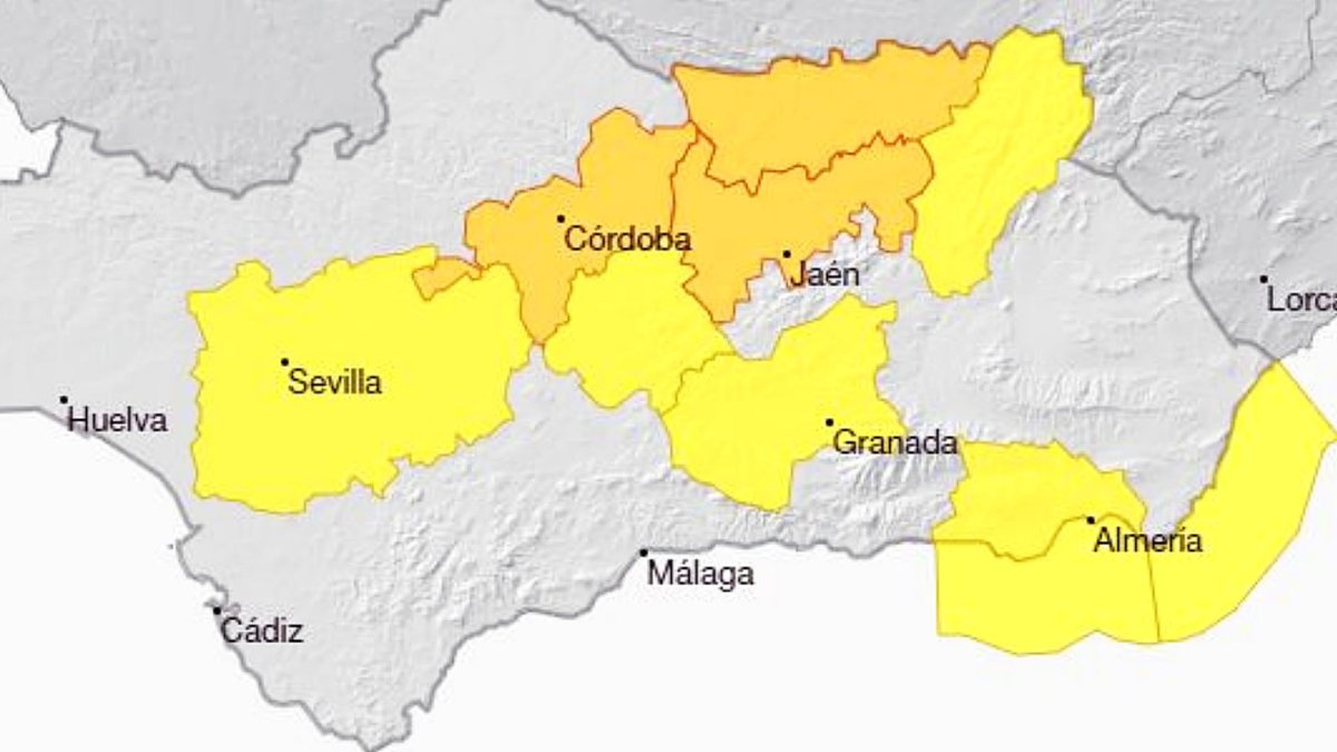 Mapa de Andalucía para esta jornada de jueves.