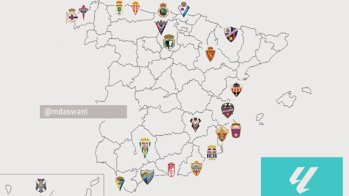 Así queda el nuevo mapa de Segunda División.