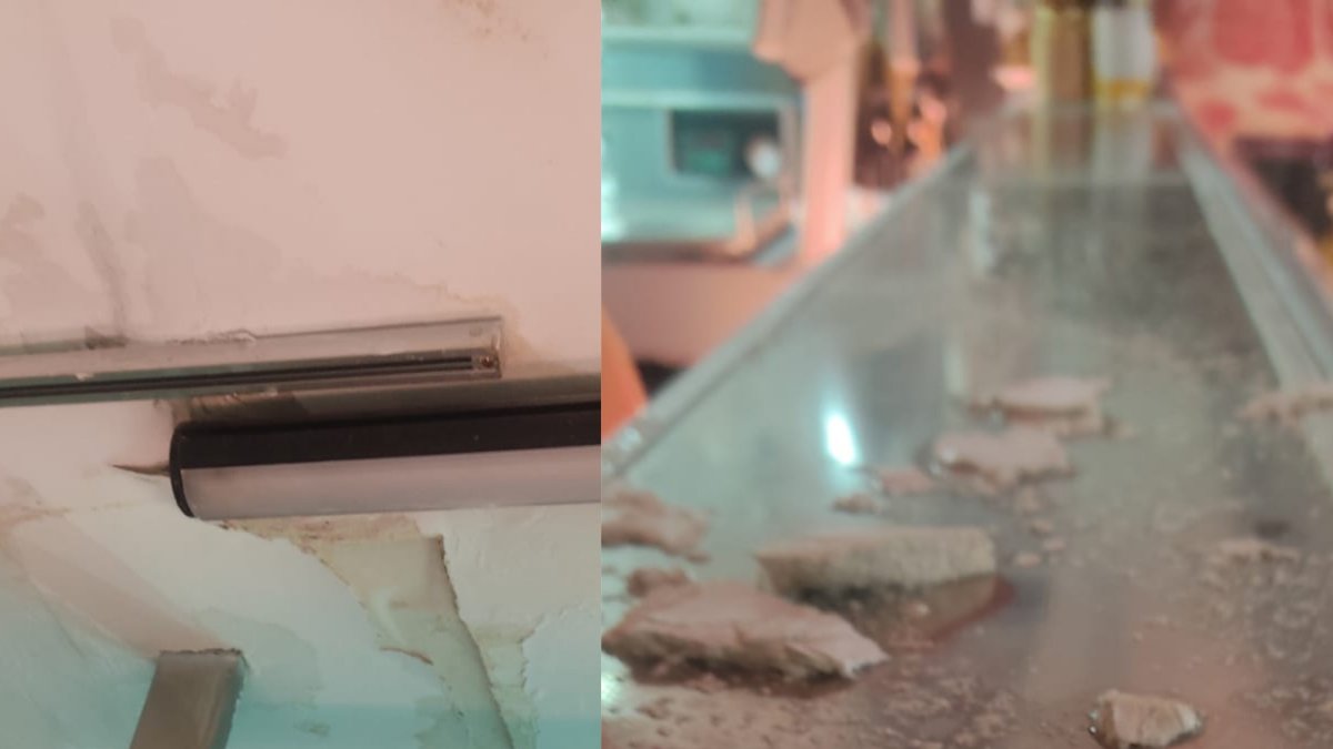 Situación en la que se encuentra el techo y restos de la techumbre caída