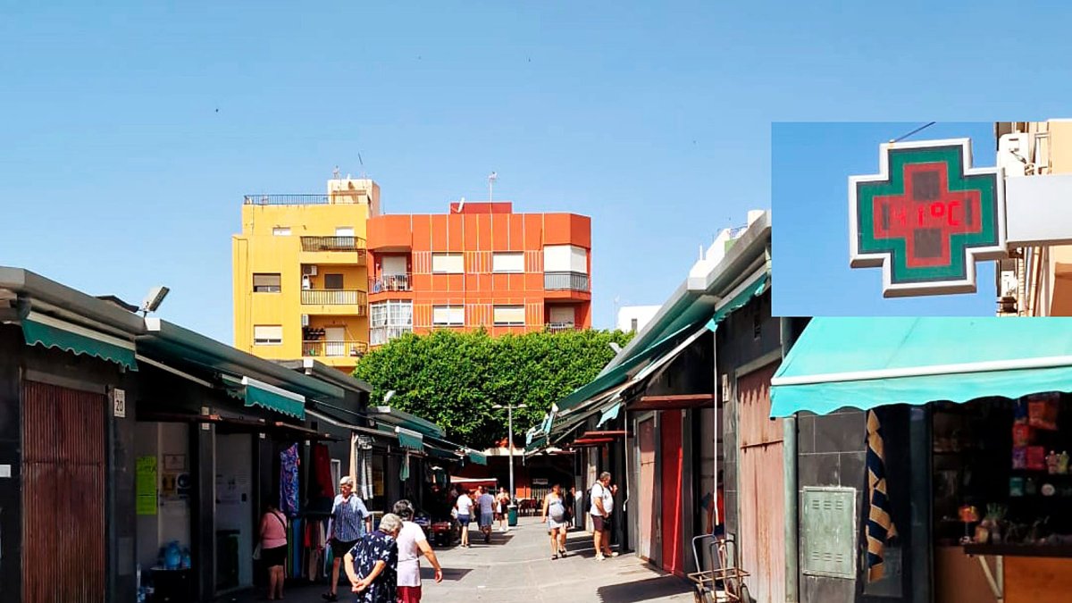 Plaza de Pavía este medio día cuando el termómetro marcaba 41 grados.