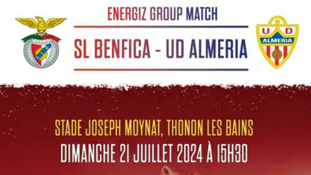 Cartel del partido amistoso entre el Benfica y el Almería.