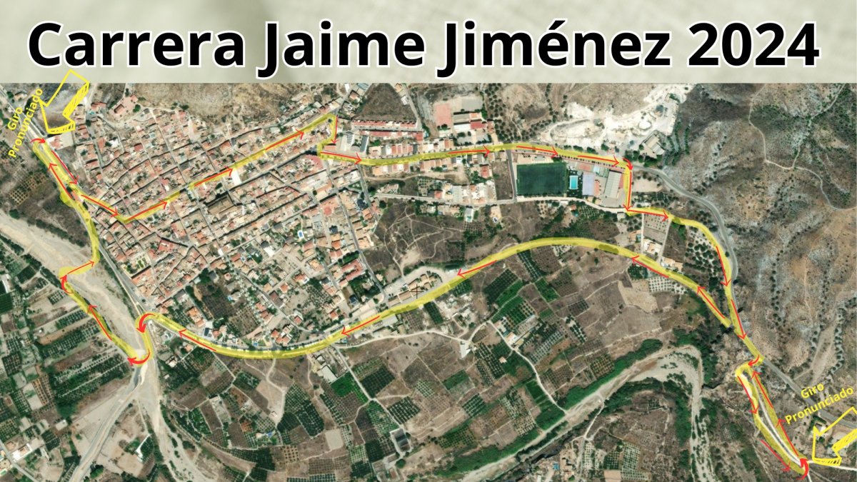 Mapa del recorrido de la carrera solidaria en Cantoria.