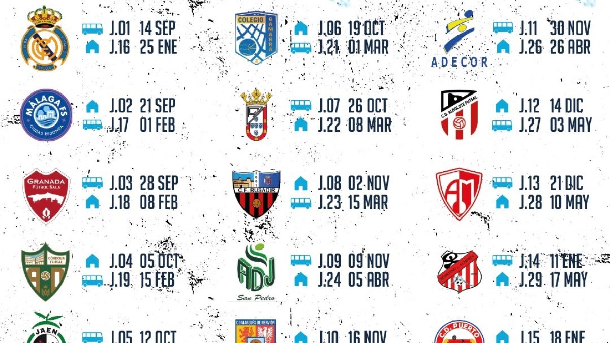 Los partidos del El Ejido Juvenil División de Honor para la temporada 24-25.