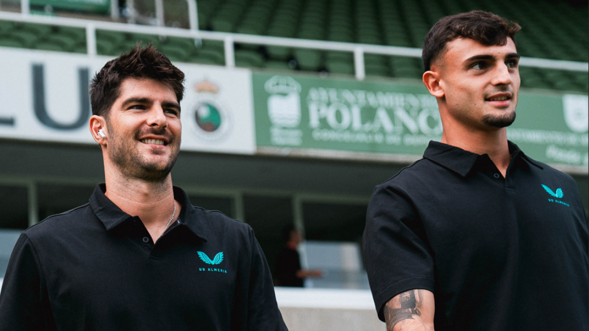 Melero y Pubill antes de jugar en El Sardinero de Santander.