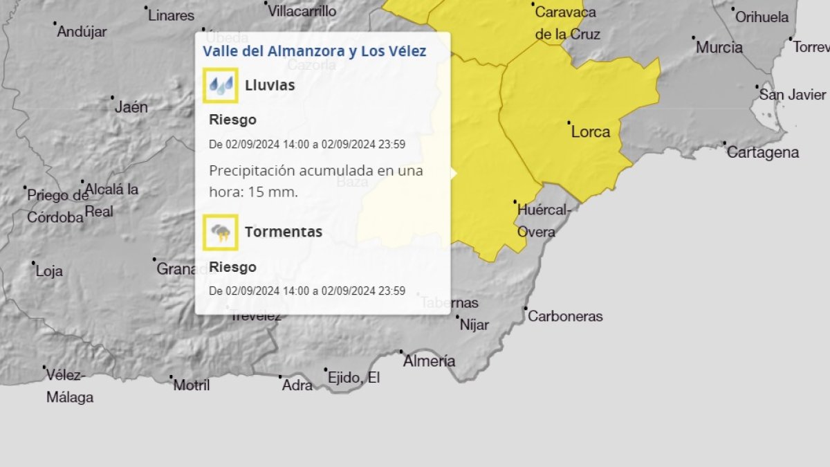La AEMET activa el aviso amarillo por tormentas.