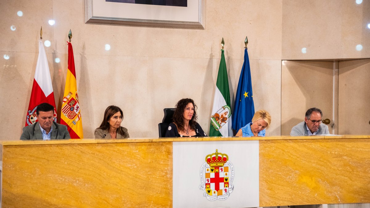 Mesa presidencial del pleno del Ayuntamiento de Almería