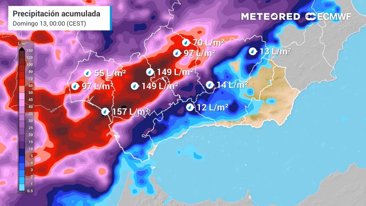 Previsión de lluvias en Andalucía. Meteored