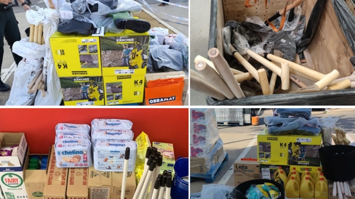 Materiales de limpieza donados.