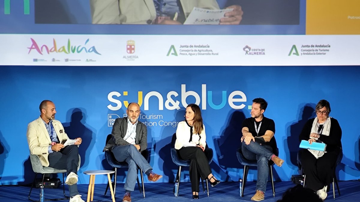 Jordi Carrasco, Elisabet González, Marc Espasa y Marta Nel·lo, en Sun&Blue Congress.