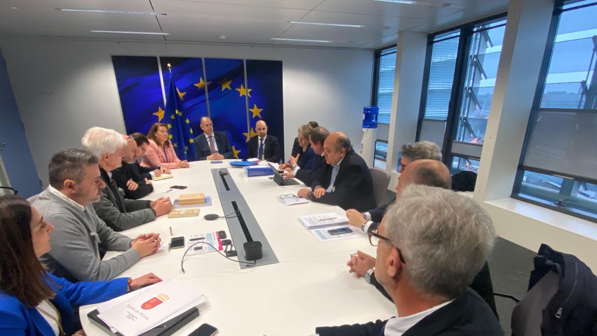 Mesa de negociación en Bruselas de armadores con el comisario europeo Costas Kadis.