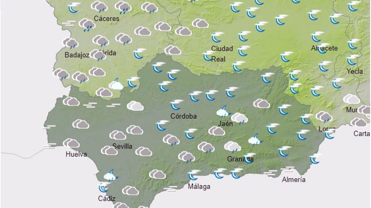 Mapa de Andalucía de este jueves.