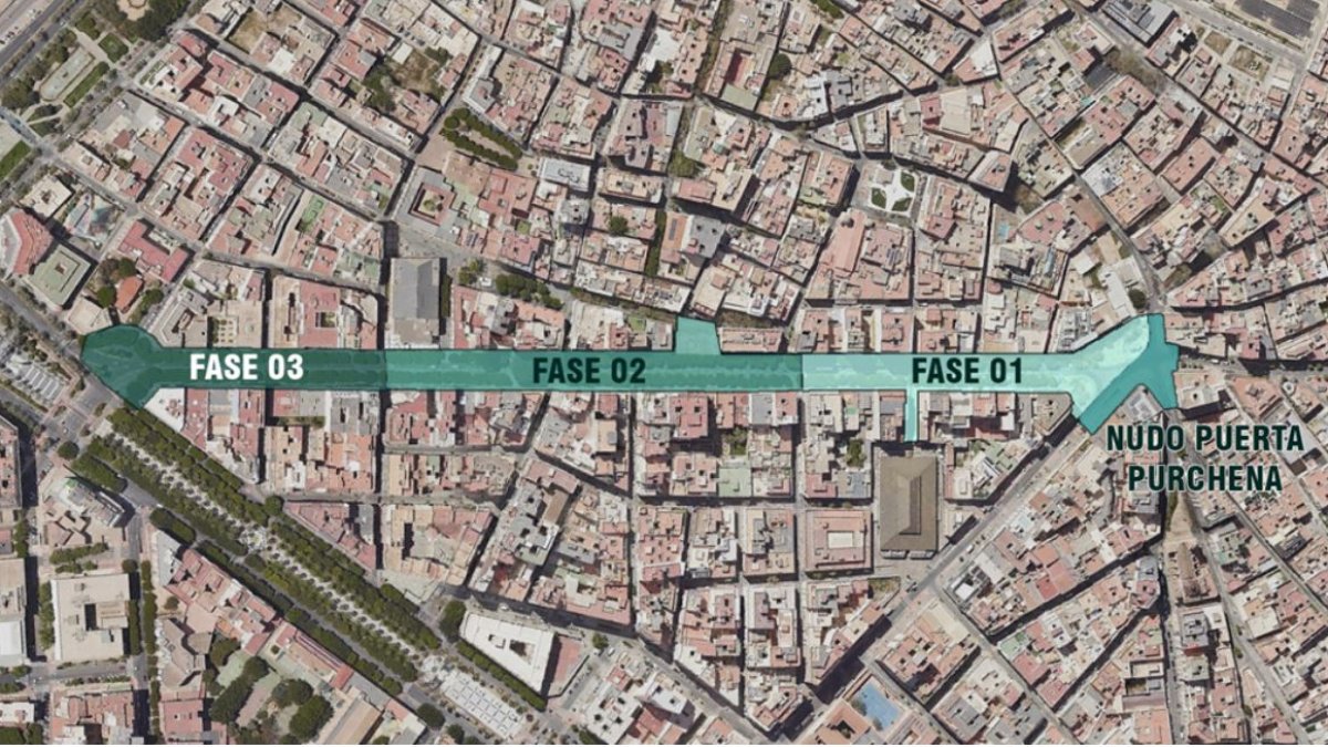 Desarrollo de las fases de las obras en el Paseo de Almería