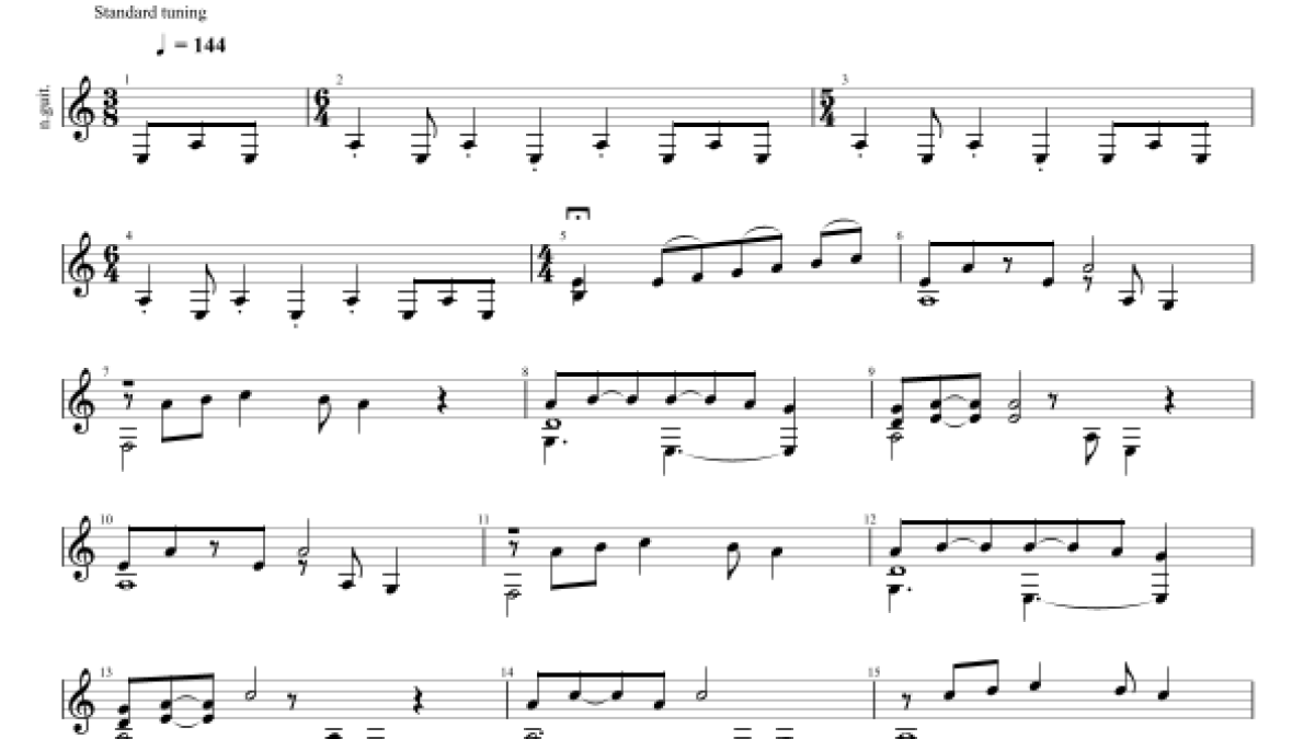 Partitura del tema principal de la película.