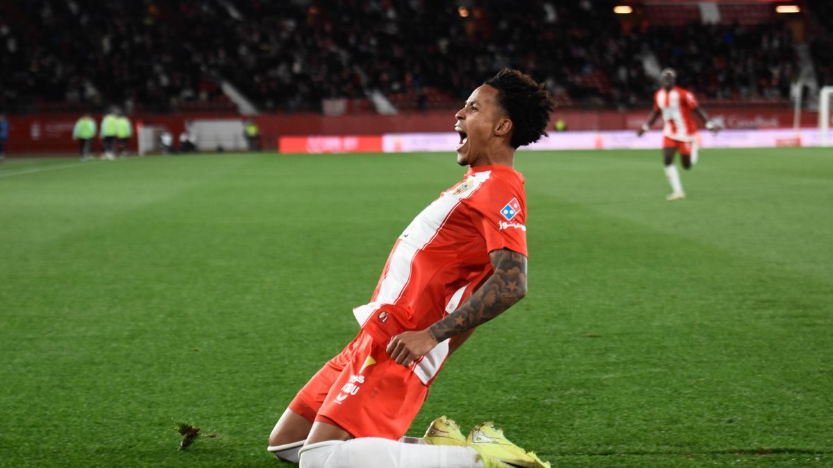El brasileño Lázaro celebra su gol al Leganés en el minuto 51 de partido.