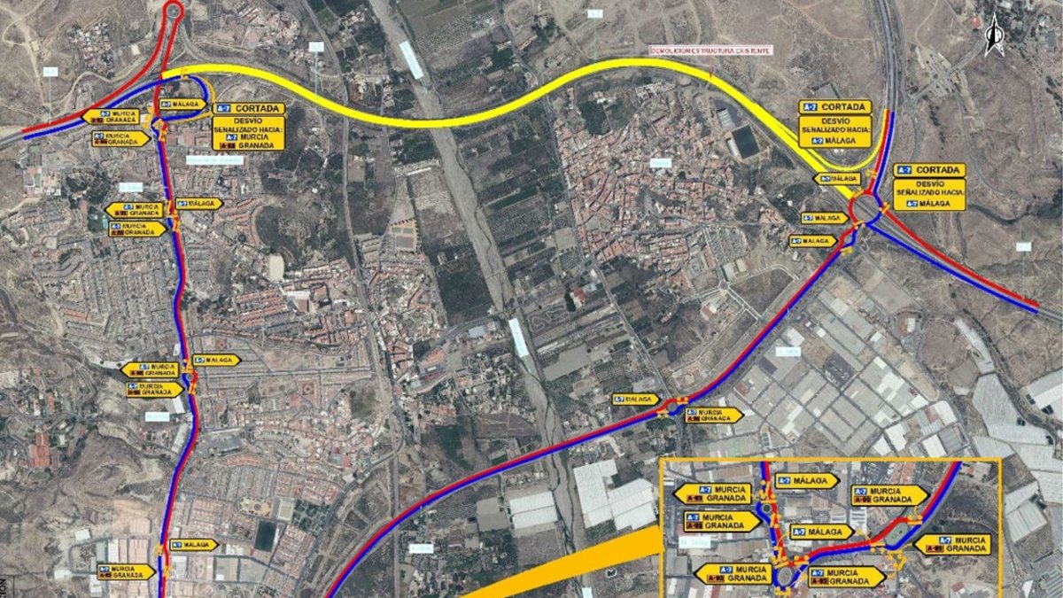 Mapa de los desvíos previstos.