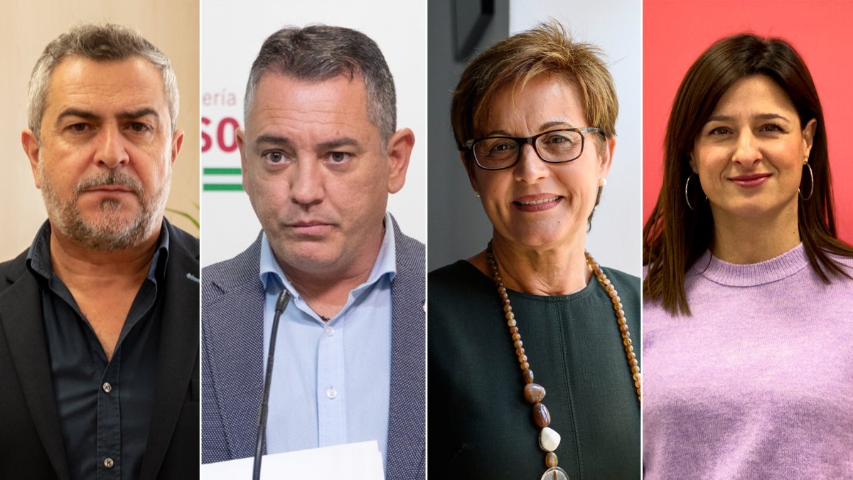 Juan Antonio Lorenzo, Indalecio Gutiérrez, Adriana Valverde y Fátima Herrera, del PSOE de Almería.