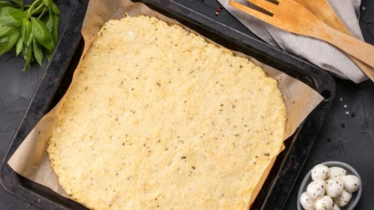 Masa de pizza de coliflor.