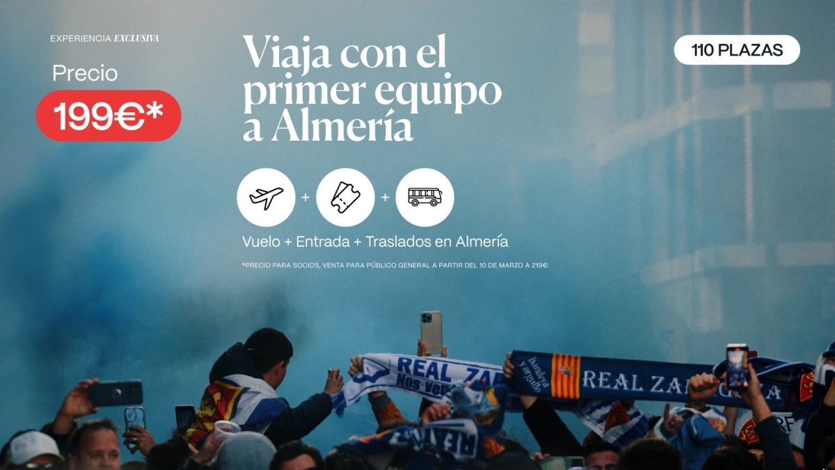 En la página web del Real Zaragoza se pueden apuntar para viajar a Almería.
