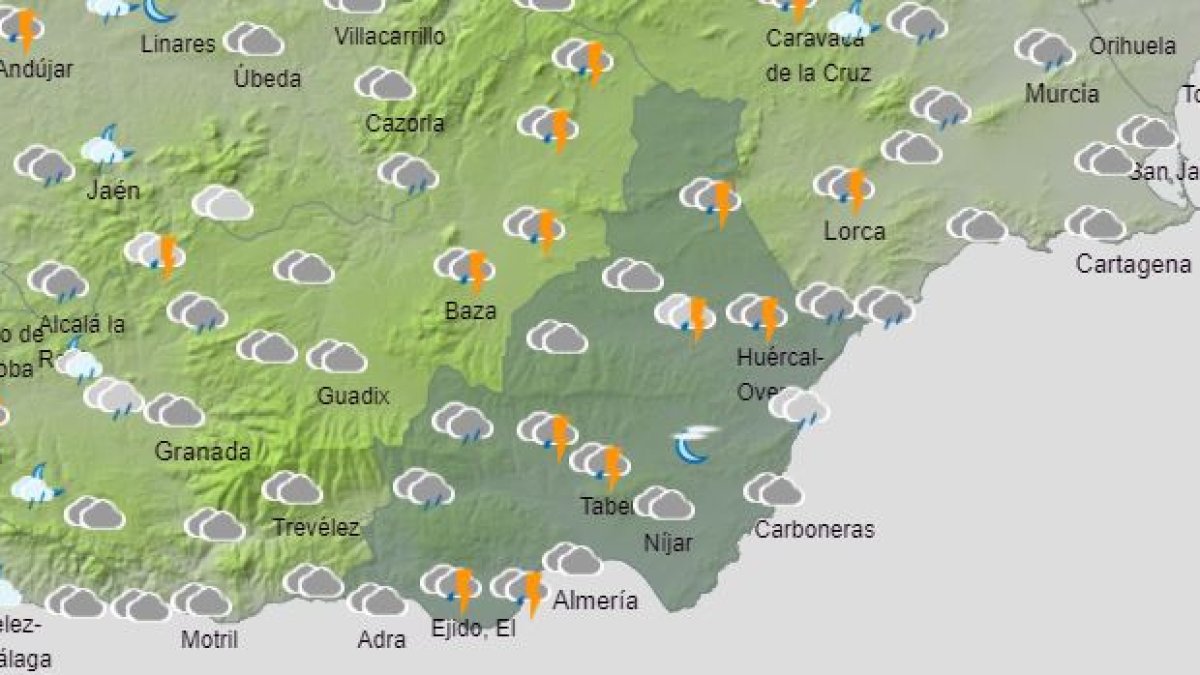 Previsión para las primeras horas de este viernes.