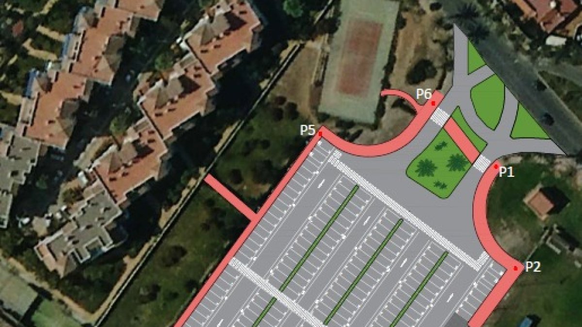 Plano de la actuación para ampliar aparcamientos en Almerimar.