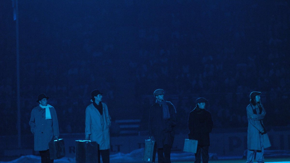 Espectáculo de La Fura dels Baus en la inauguración de los Juegos Mediterráneos en Almería.