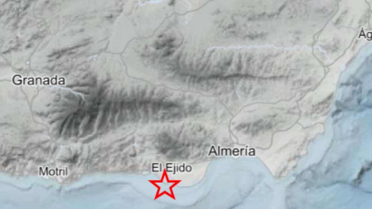 Epicentro del último temblor en la provincia de Almería.